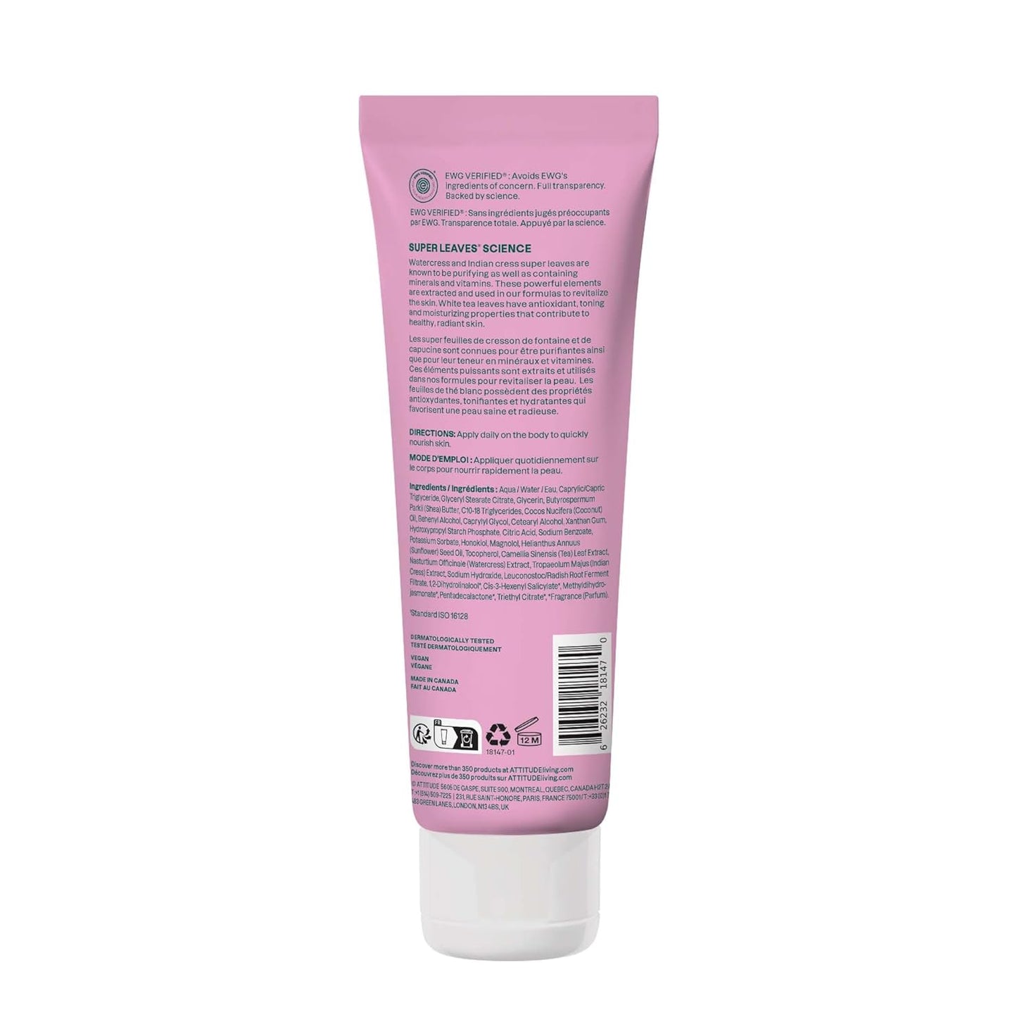 ATTITUDE Body Lotion, EWG Verified, Vegan & Cruelty-Free, Hydrating Moisturizer for Dry Skin, Non-Greasy, Skin Care, Orange Blossom & Eucalyptus, 8 Fl Oz