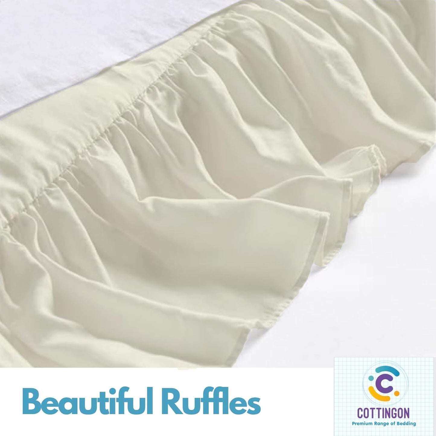 Ruffled Bed Skirt with Split Corners-Dust Ruffle - 24" Drop 100% Microfiber Soft,Sheen & Luxurious Look - Bed Skirts (Ivory -Full)