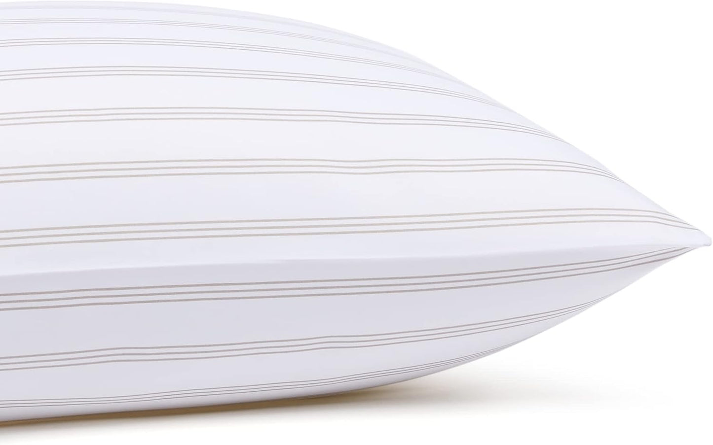 Amazon Basics Lightweight Super Soft Easy Care Microfiber 4 Piece Bed Sheet Set with 14-Inch Deep Pockets, Queen, Taupe Stripe, Striped