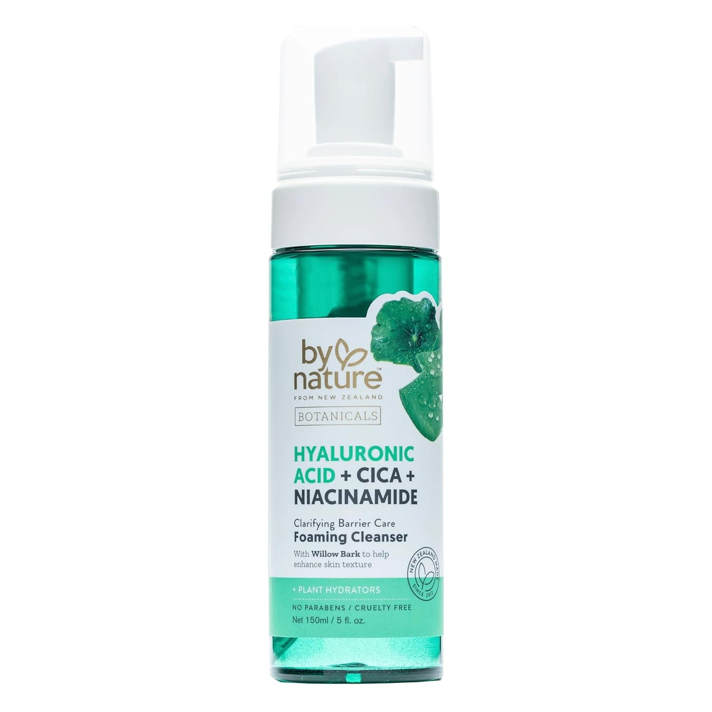 By Nature Foaming Cleanser with Hyaluronic Acid + Cica - Hydrating Face Cleanser For Bright and Fresh Skin - Skincare from New Zealand - 5 fl.oz