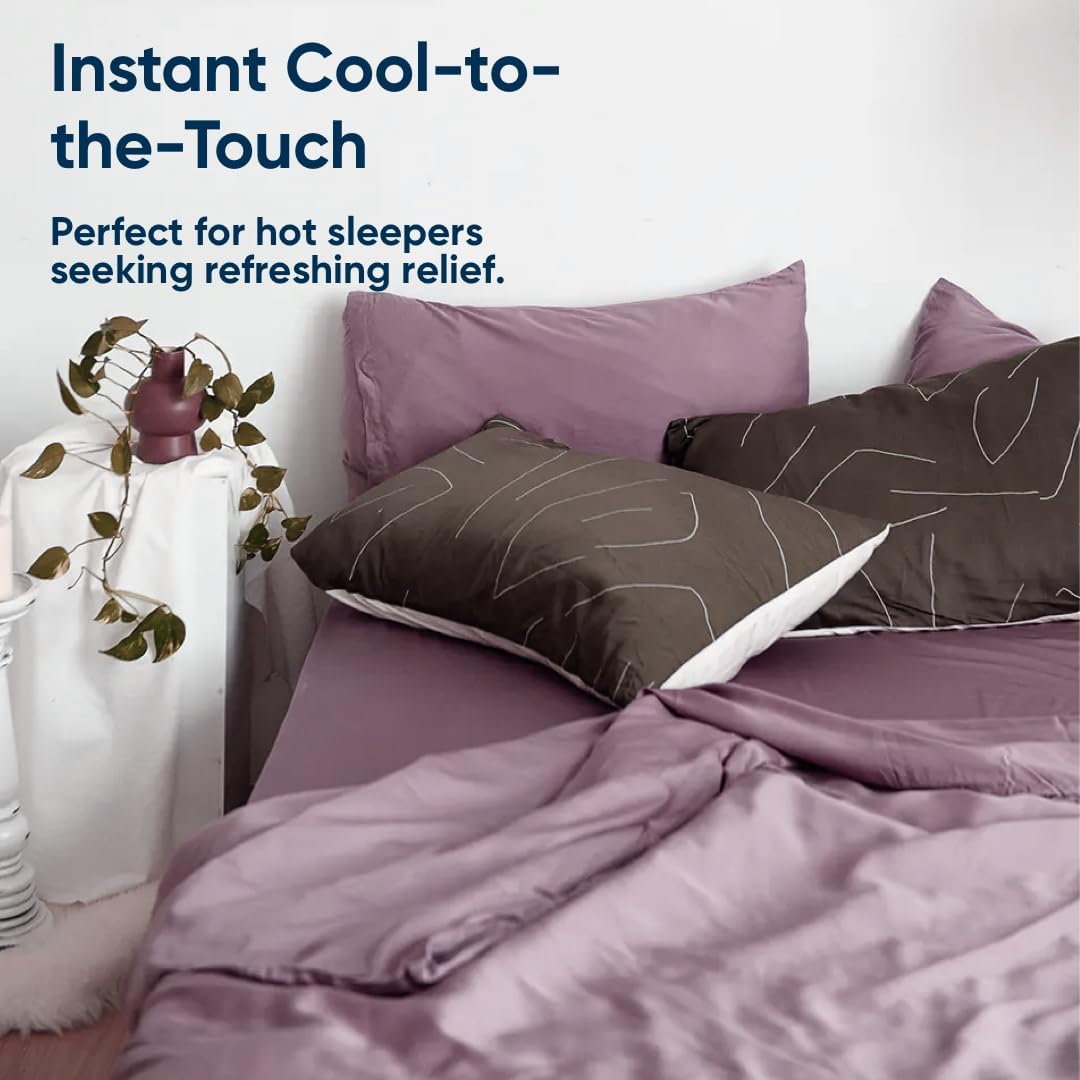 Vesta Washable Silk Lightweight Comforter, Cooling Blanket for Hot Sleepers, 100% Long Staple Mulberry Silk, Moisture & Thermal Control for Summer Use (Zen Purple, Full/Queen 90'' X 90'')