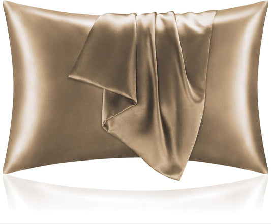 BEDELITE Satin Pillowcase for Hair and Skin, Super Soft and Cooling Similar to Silk Pillow Cases 2 Pack with Envelope Closure, Gift for Women Men(20"x36" King Size, Tawny Brown)