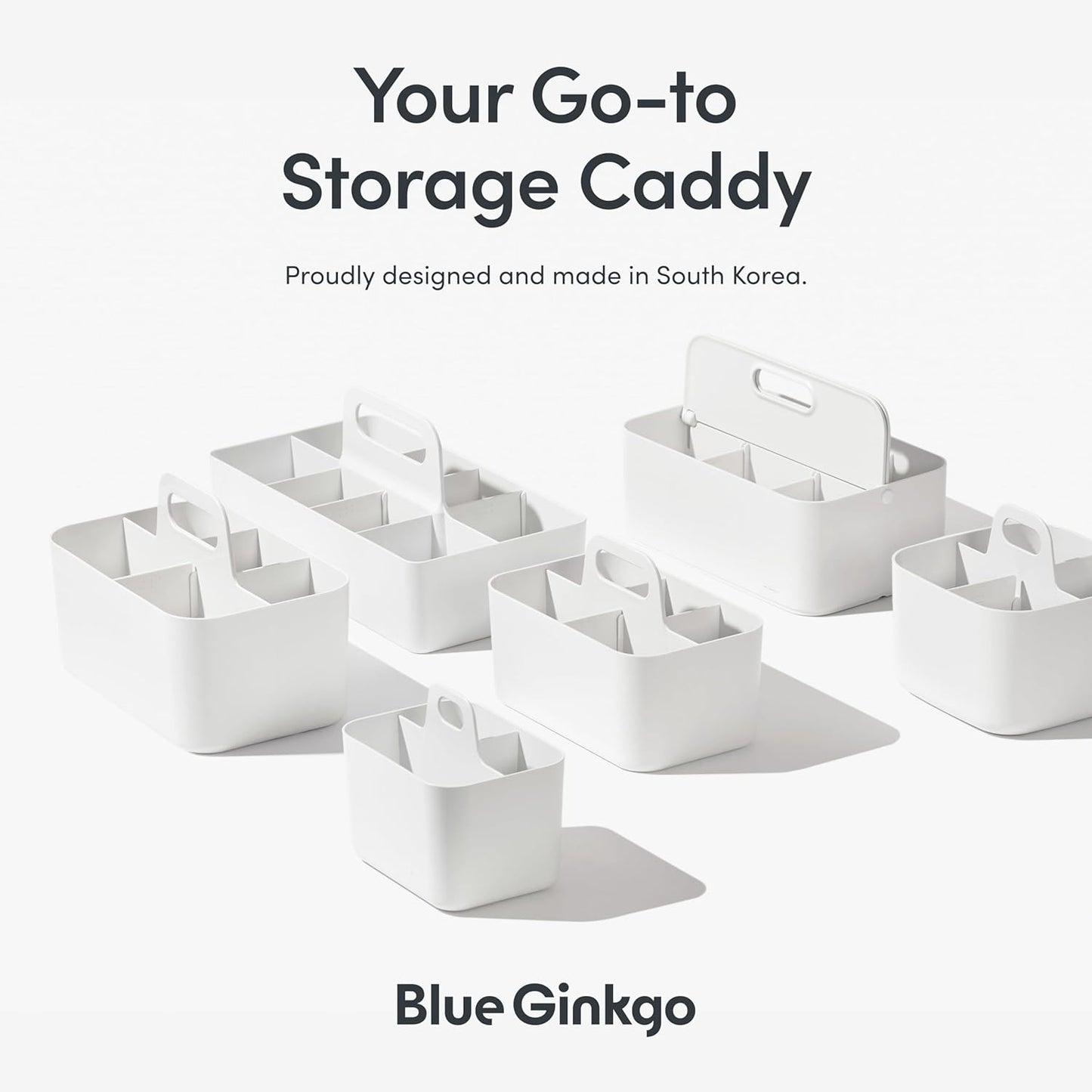 BLUE GINKGO Stackable Organizer Caddy – Korean-Made Portable Tote for Bathroom, Office, Crafts, or School Supplies (Long Rectangle, Green)