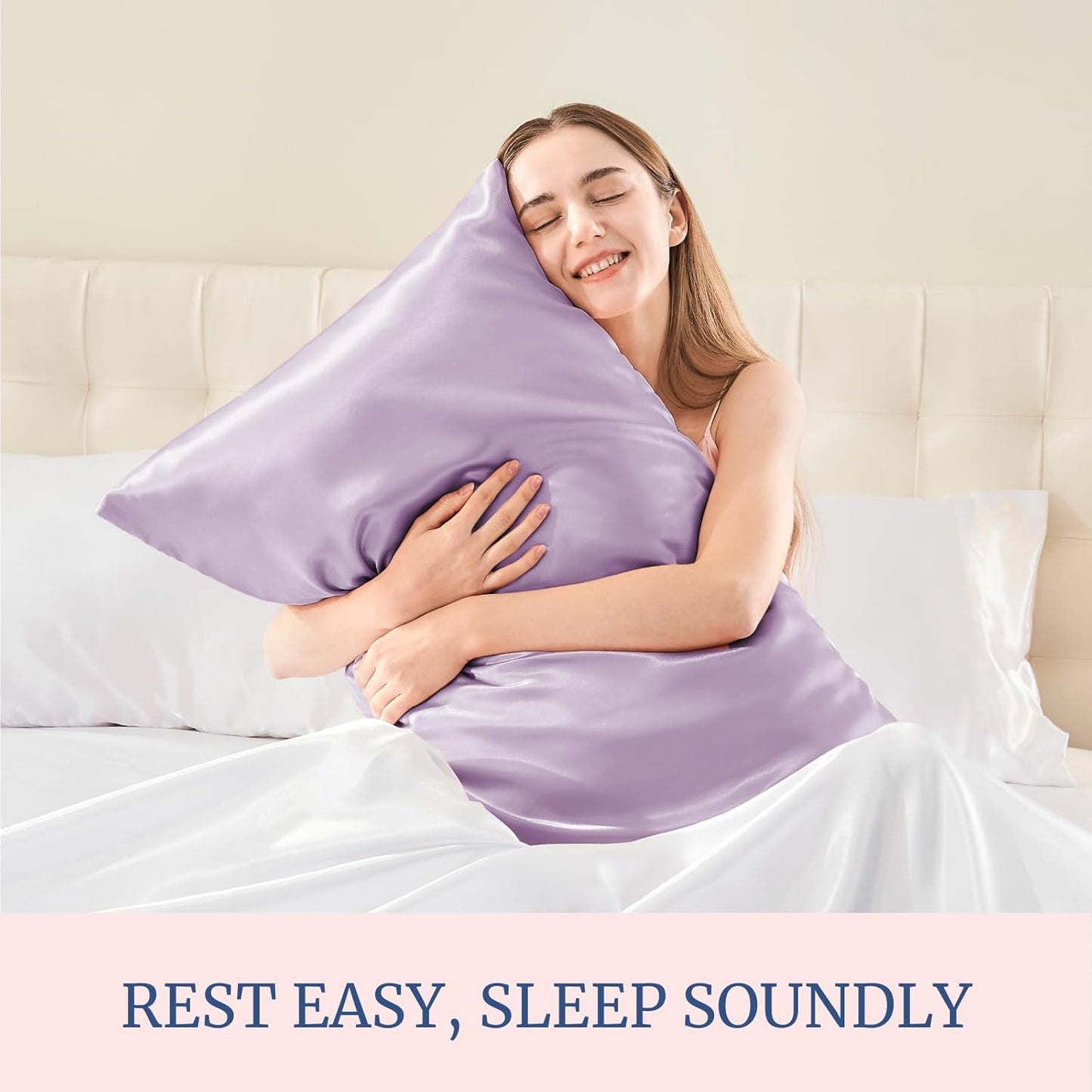 BEDELITE Satin Pillowcase for Hair and Skin, Super Soft and Cooling Similar to Silk Pillow Cases 2 Pack with Envelope Closure, Gift for Women Men(20"x26" Standard Size, Lavender)