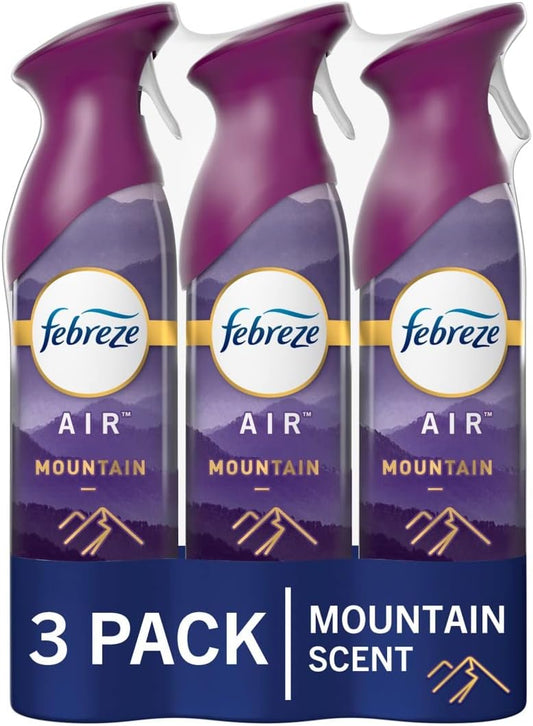 Febreze Air Mist Air Freshener Spray, Odor-Fighting Room Spray, Air Fresheners for Home and Bathroom and Kitchen, Aerosol Can, Mountain Scent, 8.8oz, 3 Count