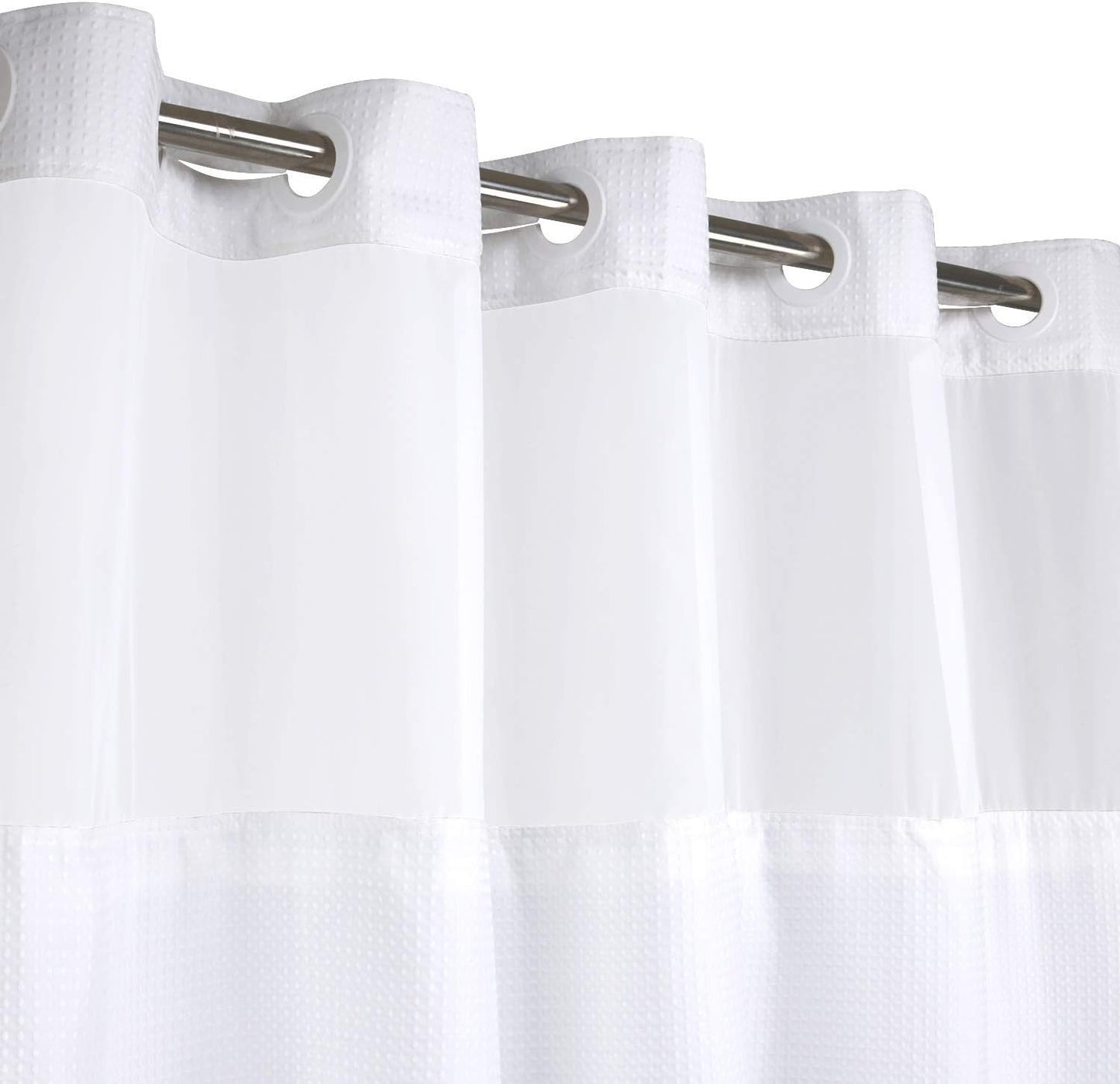 River Dream Stall Heavyweight No Hooks Required Dotted Waffle Weave Shower Curtain with Snap in Liner- 54W x 80H,Hotel Grade,Spa Like Bath Curtain,White