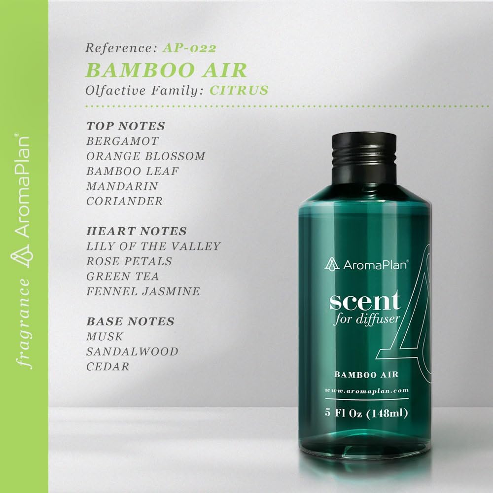 AromaPlan Hotel Scents Bamboo Air 5 Fl Oz (148ml), Home Luxury Aroma & Hotel Fragrance Diffuser Oil- Hotel Diffuser Oil for Aromatherapy- USA Made, Bigger Bottle, Bolder Aroma & Longer Lasting