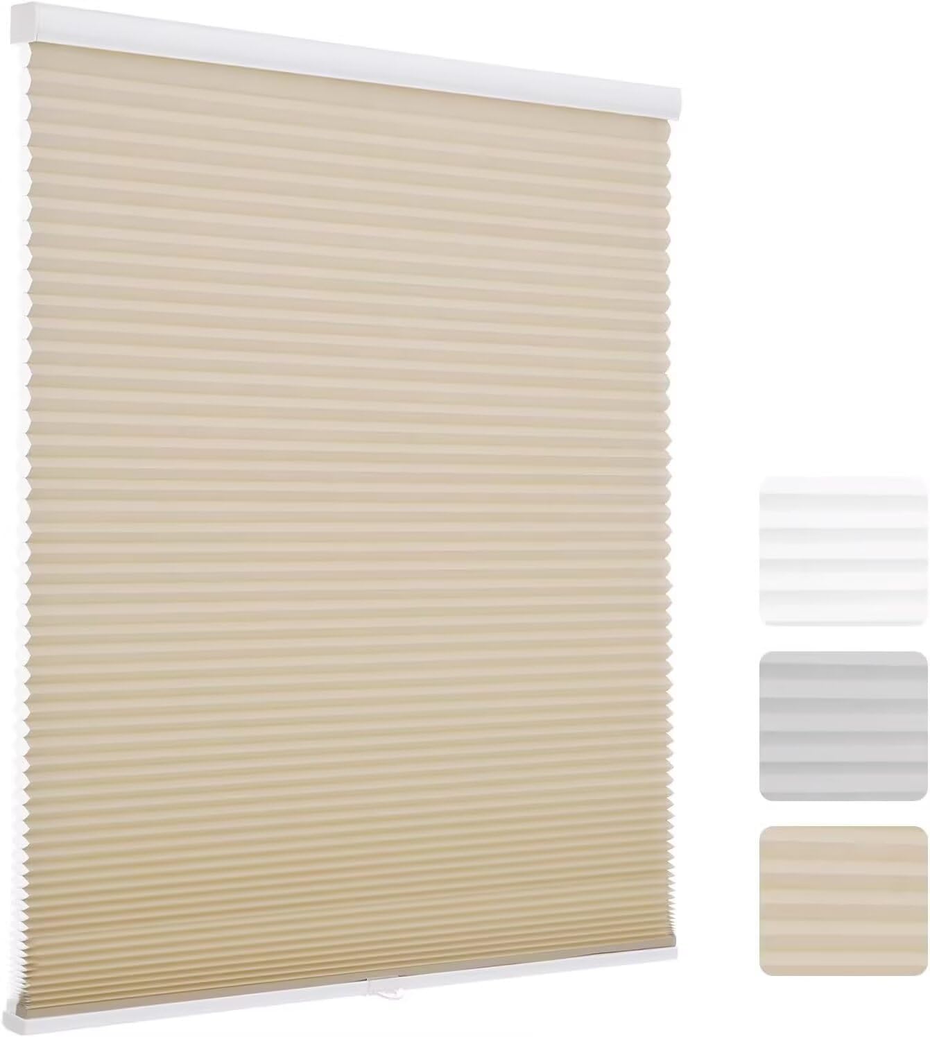 MYshade 1.5-Inch Cellular Cordless Light Filtering Shades,Thermal Insulating Noise Reducing Waterproof Blinds,Honeycomb Window Treatments for Indoor Light Control (Beige-29 W x 72" H)
