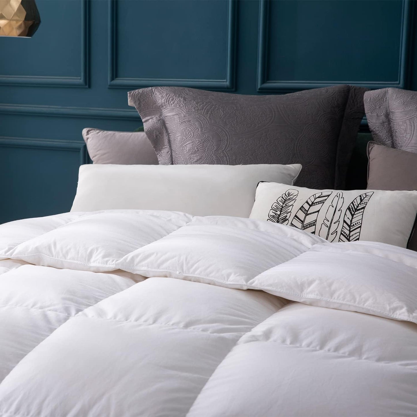 Globon Goose Down Comforter King Size All Season,400 Thread Count Ultra Soft Noiseless Shell,800 Fill Power, Medium Weight Duvet Insert with Corner Tabs, White