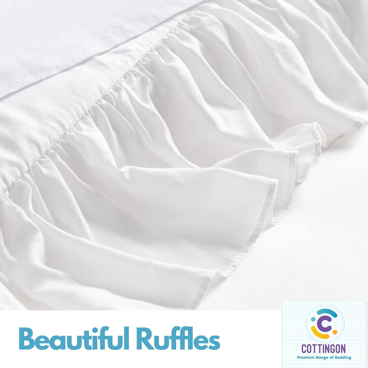 Ruffled Bed Skirt with Split Corners-Dust Ruffle - 21" Drop 100% Microfiber Soft,Sheen & Luxurious Look - Bed Skirts (White -Twin)