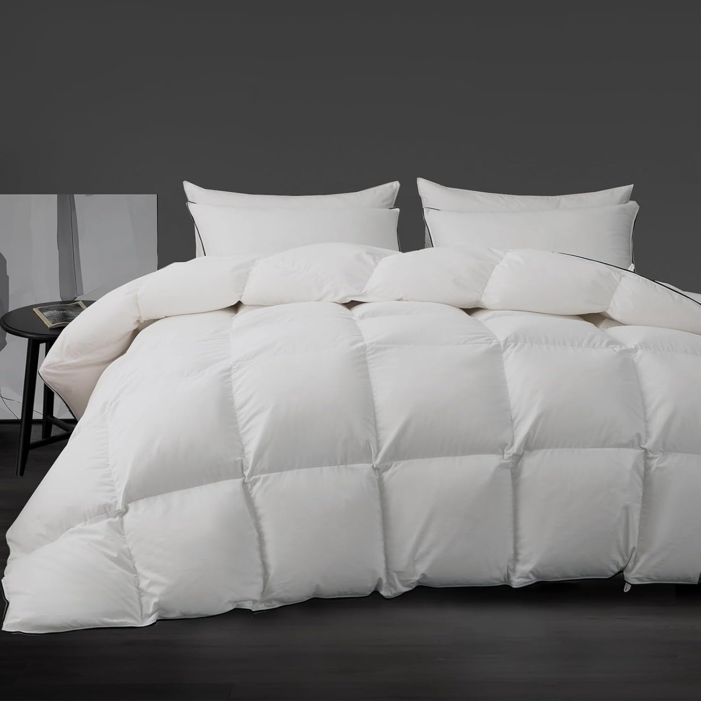 Luxury White Down Fiber Comforter King Size - Down Fiber Comforter for All Seasons - Ultra-Soft Duvet Insert Medium Warmth - Hotel Collection Comforters，59 Oz (106x90)