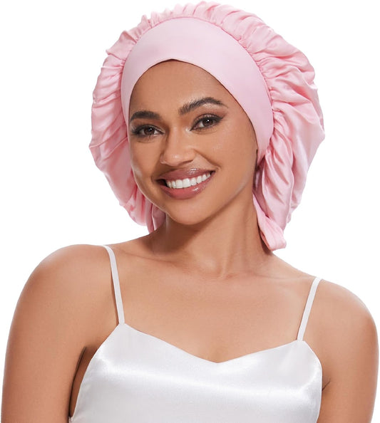 100% Mulberry Silk Bonnet for Sleeping for Women, Double-Layer Real Silk Hair Bonnet Sleep Cap Hair Wrap
