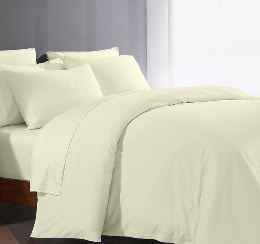 Duvet Cover Queen Size Cotton 1000 Thread Count 100% Egyptian Cotton Long Staple Quilt 1 Duvet Cover 2 Pillow Shams Solid Pattern Silky Soft, Breathable Cover Set 3 Piece Set for Comforter(Ivory)