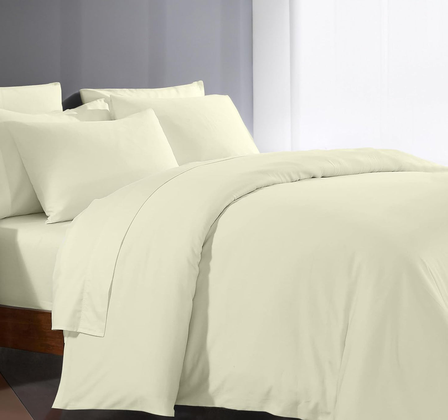 King Size Duvet Cover Set Egyptian Cotton 1000 Thread Count 1 Duvet Cover & 2 Pillow Shams Long Staple Quilt Silky Soft, Breathable With Zipper -3 Piece All Season Set for Comforter(Ivory)