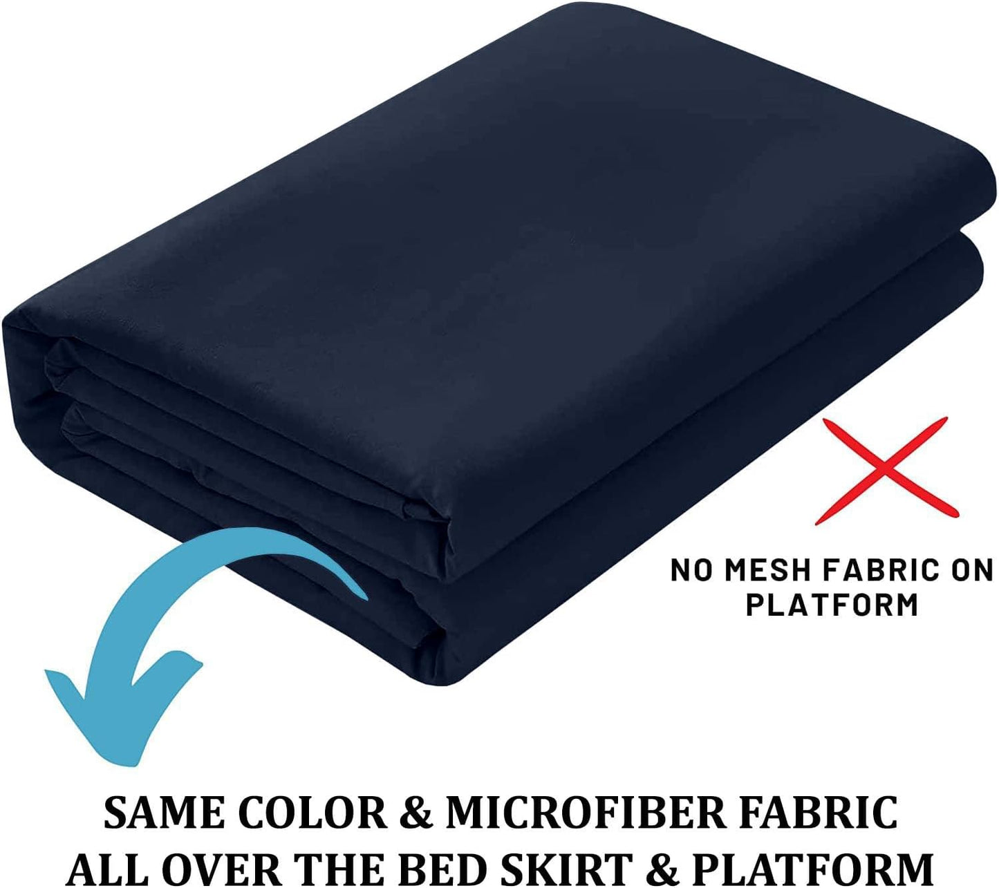 Ruffled Bed Skirt with Split Corners, Navy Blue, Queen 14 Inch Drop Bedskirt, Hotel Quality Brushed Microfiber Wrinkle Free Dust Ruffle Bed Skirt Queen Size