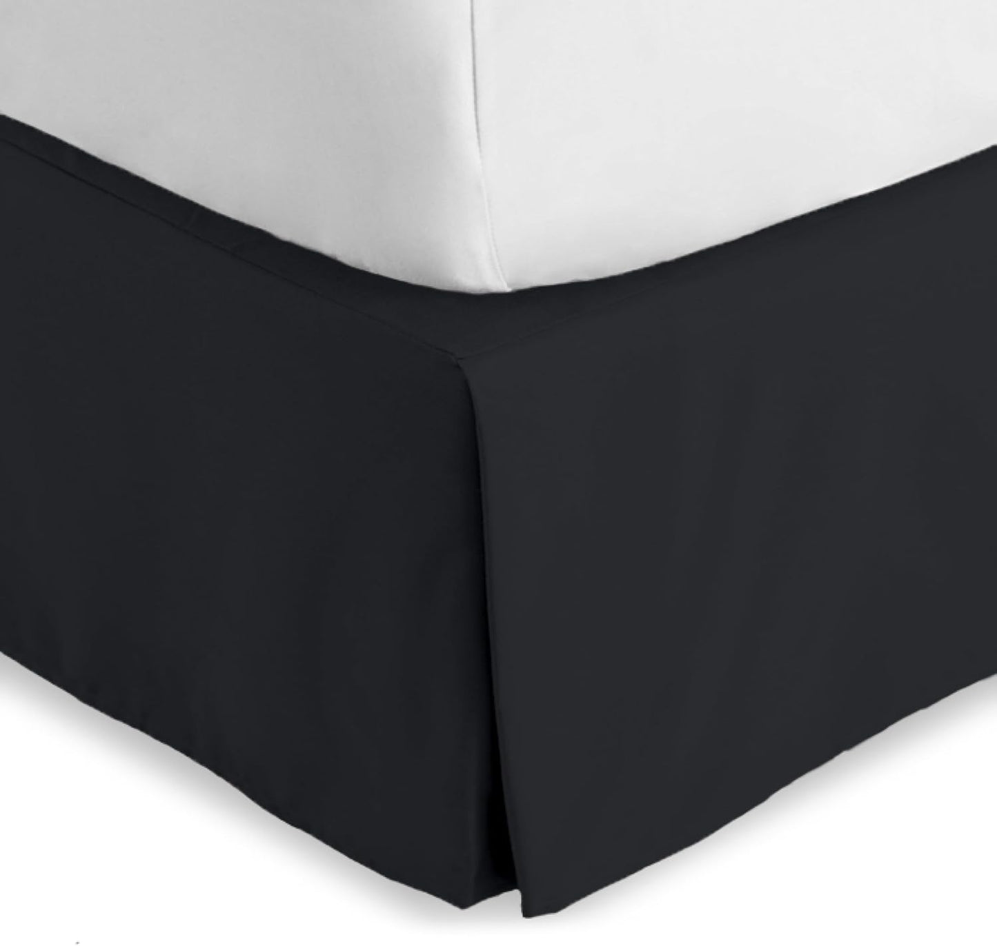 Bare Home Kids Twin Bed Skirt - 15-Inch Tailored Drop Easy Fit - Bed Skirt for Beds - Center & Corner Pleats (Twin, Black)