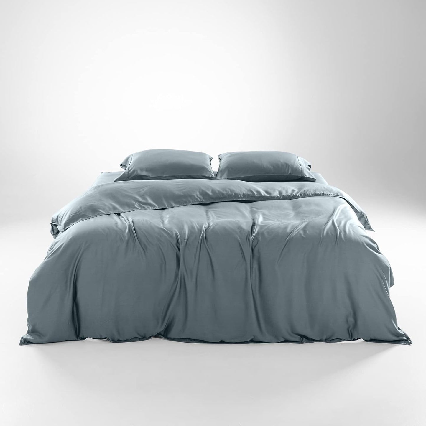 Olive + Crate Tencel Eucalyptus Cooling Duvet Cover Set, Hypoallergenic, Lyocell Tencel Duvet Cover, Temperature Regulating with Hidden Button Closure & Corner Ties - California King [Basalt Blue]