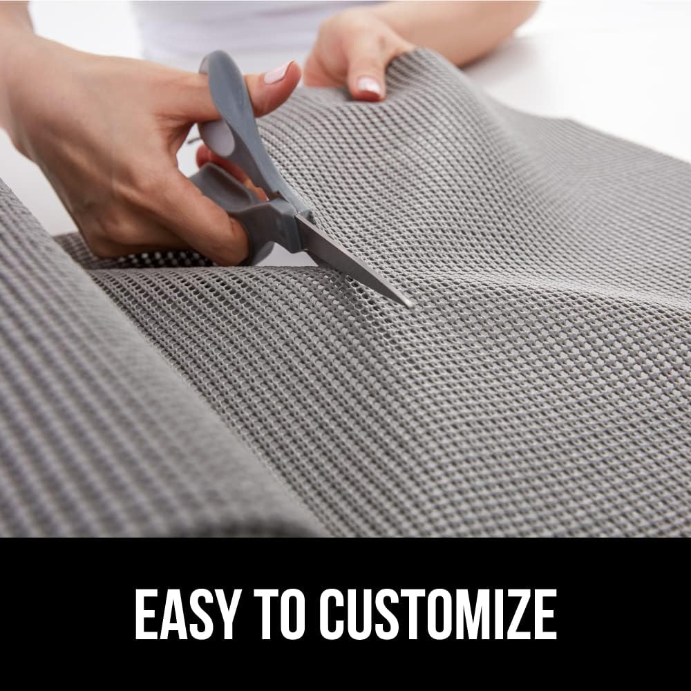 GORILLA GRIP powerGRIP Drawer Shelf and Cabinet Liner, Thick Strong Hold, Non-Adhesive Liners Protect Kitchen Cabinets and Cupboard, Bathroom Drawers, Easy Install, Breathable Mat, 24" x30', Gray