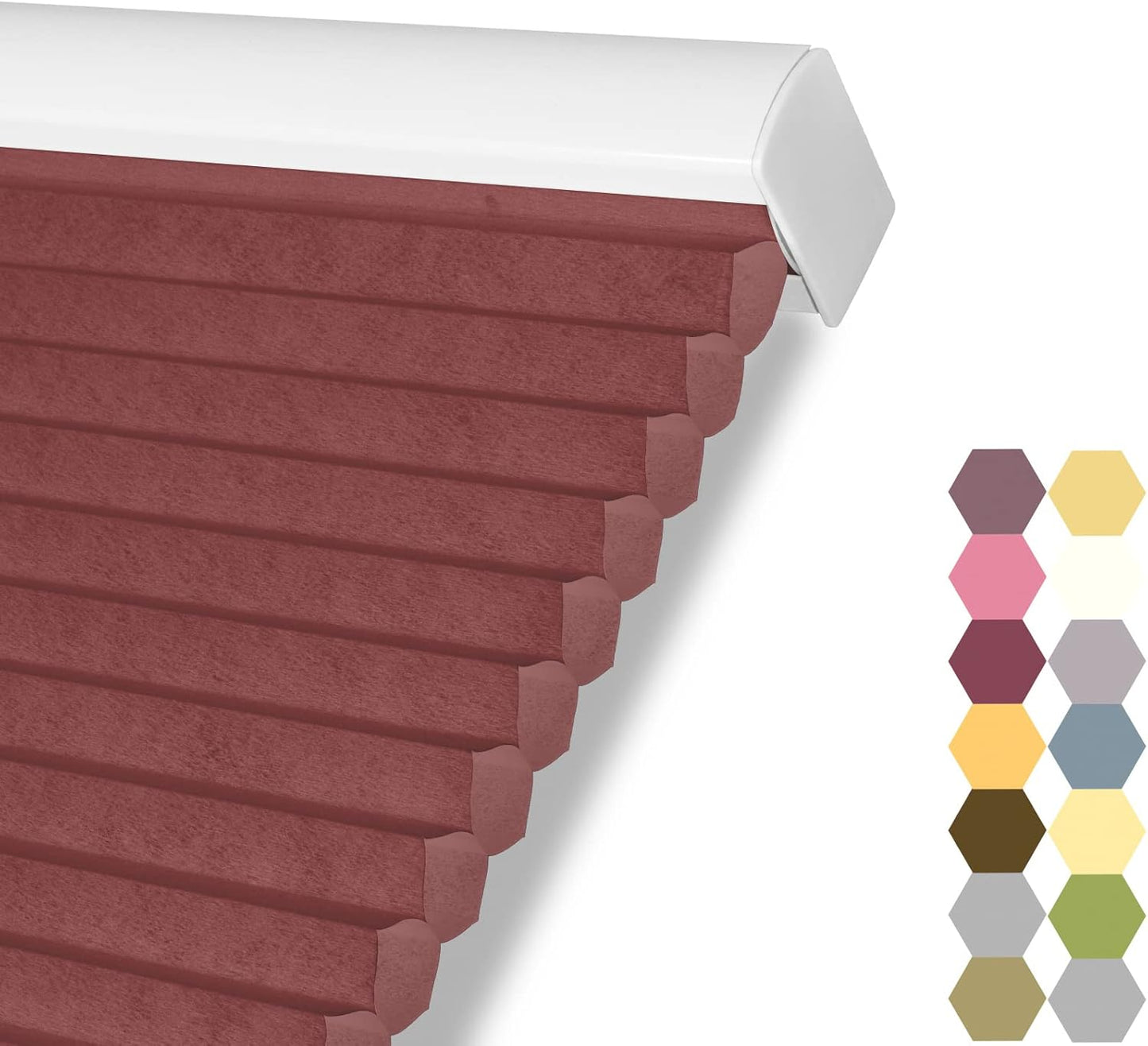 Persilux Custom Size Cordless Cellular Shades Light Filtering Roller Shades UV Protection Honeycomb Shades Pleated Window Shades for Home, Office and Doors Maroon