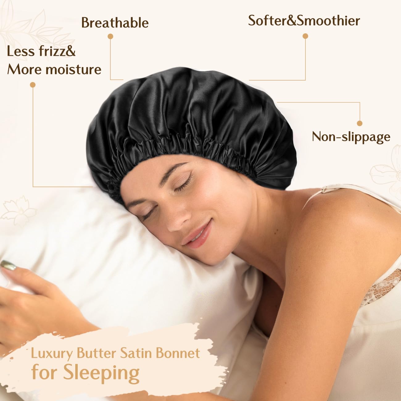 YANIBEST Adjustable Silk Bonnet Double Layer Satin Bonnet Hair Bonnet for Sleeping Bonnets for Women Hats Curly Natural Hair, Navy Blue