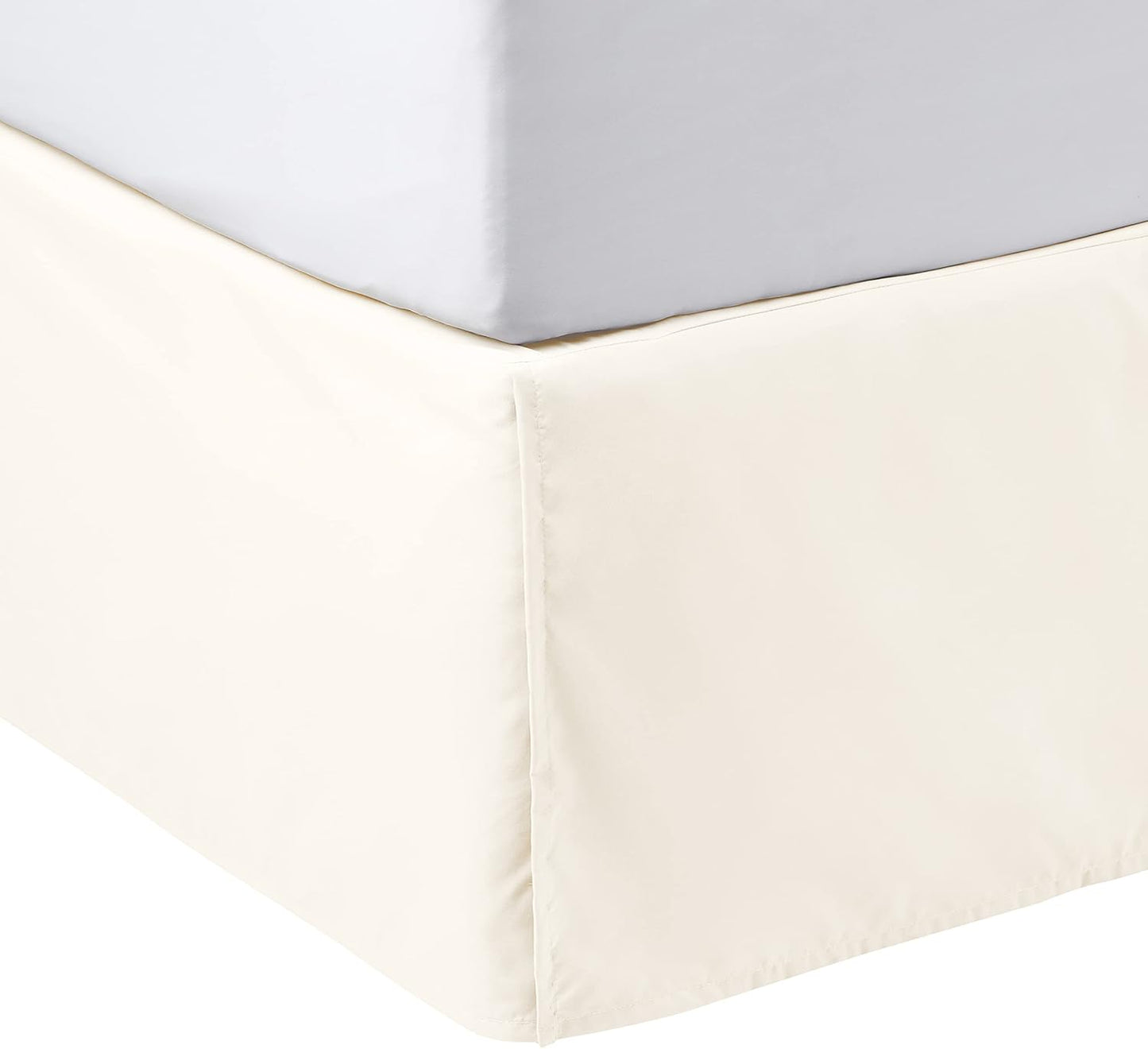 Amazon Basics Lightweight Pleated Bed Skirt, Queen, Off White, Solid