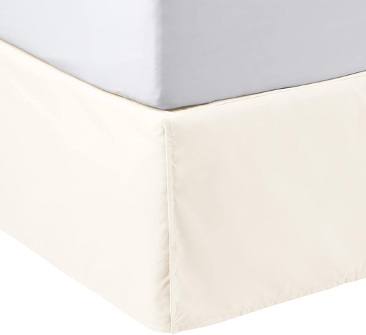 Amazon Basics Lightweight Pleated Bed Skirt, Queen, Off White, Solid