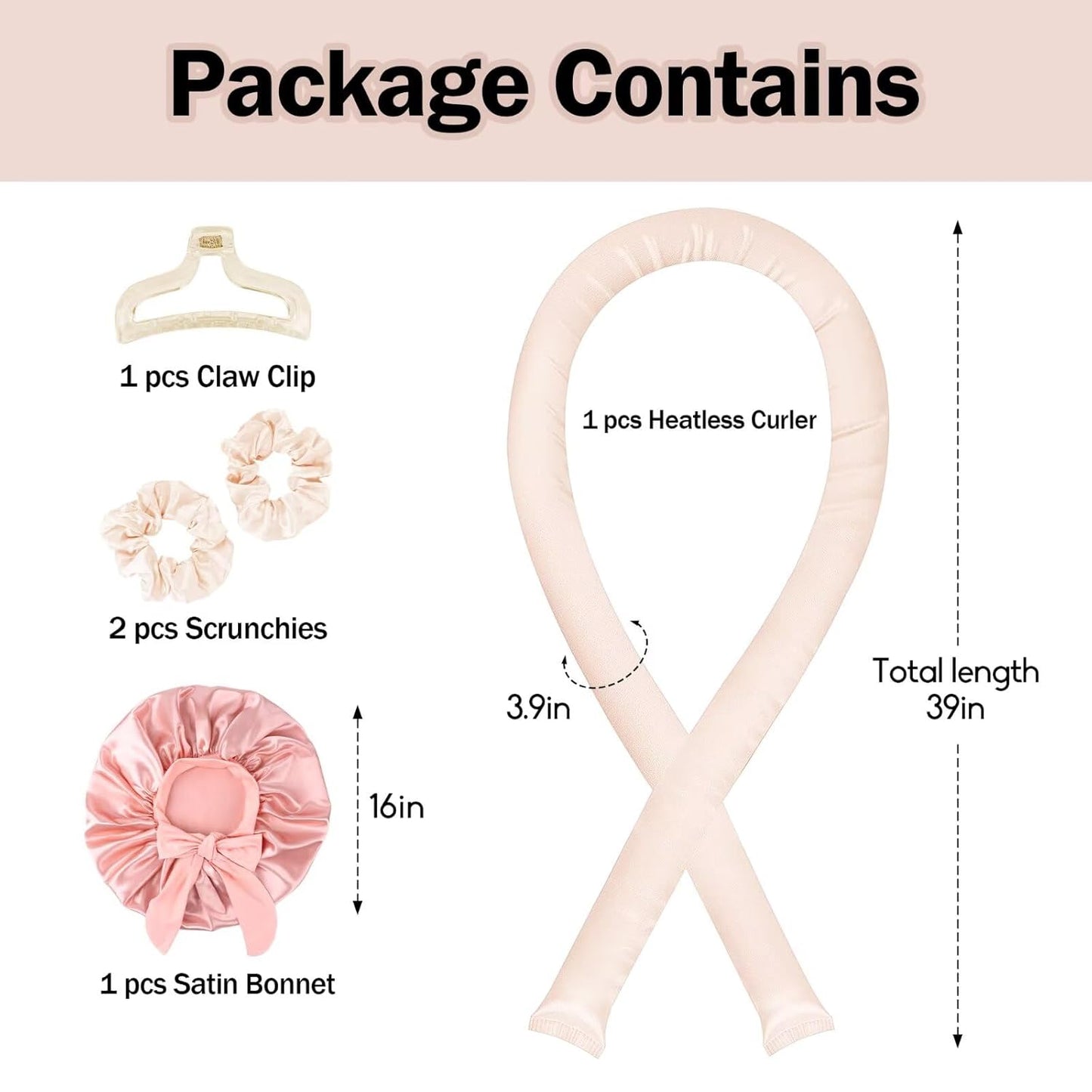 Heatless Hair Curler,Blowout Heatless Curls Overnight,No Heat Curling Rod Set with Satin Bonnet for Sleep in,Cream