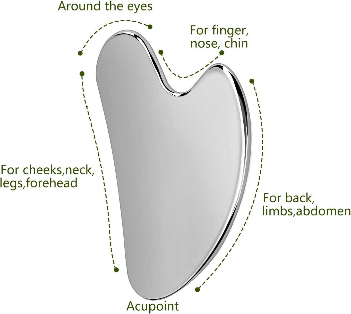Gua Sha, Stainless Steel Gua Sha Facial Tools, Guasha Tool for Face Upgraded, Guasha Stainless Steel (Silvery)
