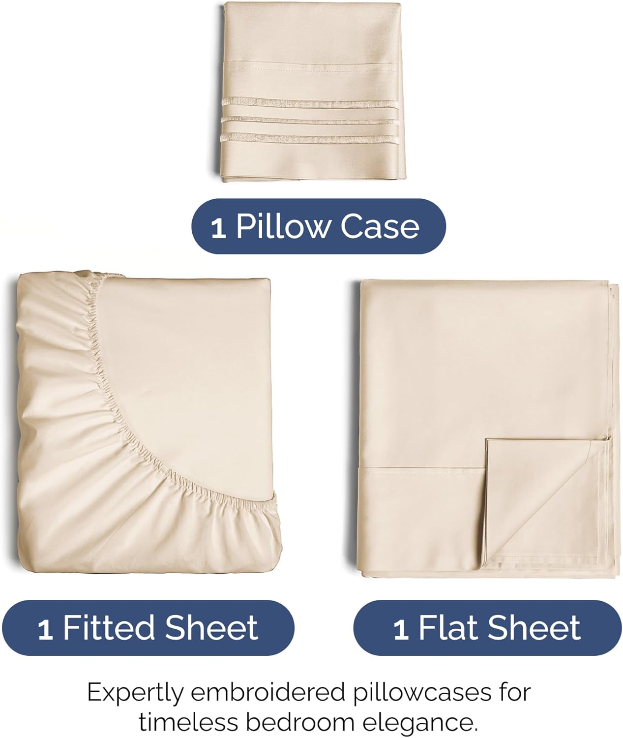 Twin Size 3 Piece Sheet Set - Extra Soft, Breathable & Cooling Sheets - Hotel Luxury Durable Bed Sheets for Women & Men - Deep Pockets, Easy-Fit & Wrinkle-Free Sheets - Cream Pink Oeko-Tex Bed Sheets