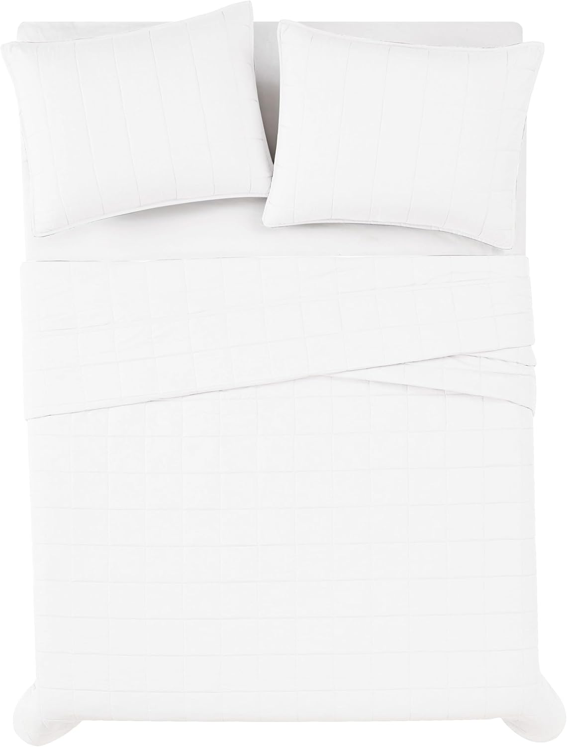 London Fog Garment Washed Solid Quilt Set White Microfiber 3-Piece King Quilt Set, Solid Themed, Adult and Teen, Oeko-TEX Certified