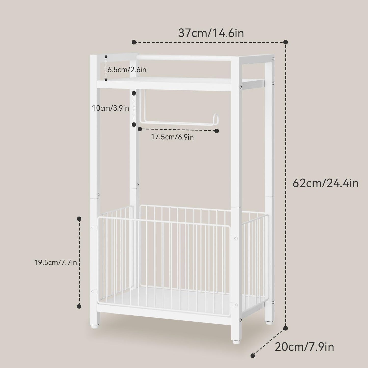 IBUYKE Freestanding Toilet Paper Holder Stand with Storage Shelf,Bathroom Toilet Tissue Roll Dispenser with Extra Space for Rolls, Magazines, Wet Wipes White TLJ020W