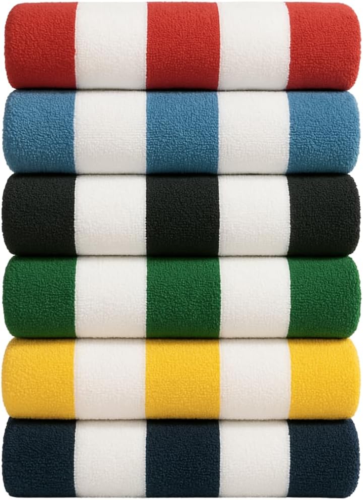 Cotton Turkish Beach Towel with Towels Oversized 30"x60" Pool Absorbent Extra Large Quick Dry Sand Travel Towel (Cabana Mix, 6 Pack)