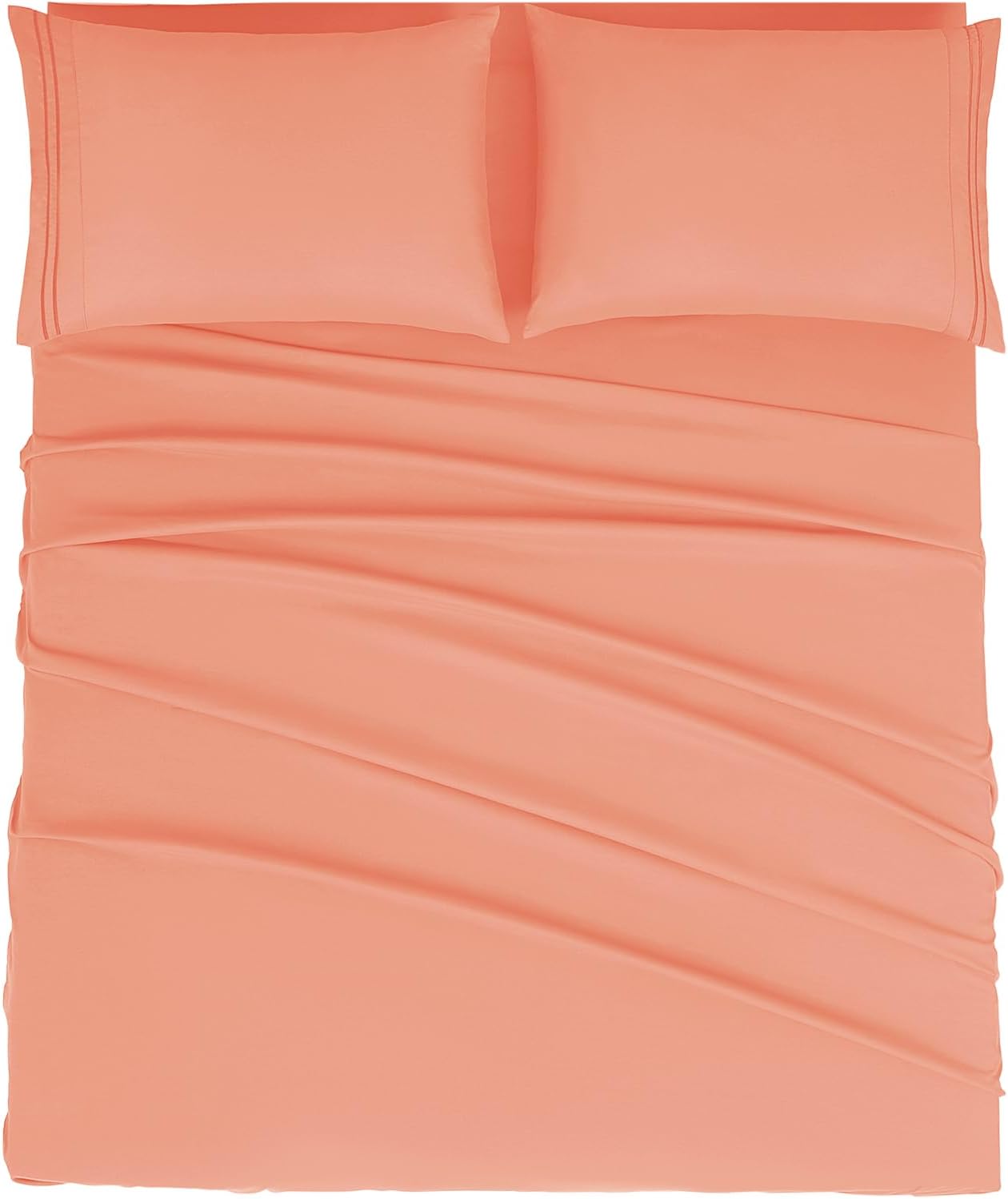 Mejoroom Full Size Sheet Set - Soft Microfiber Bed Sheets - Deep Pocket Fitted Sheet, Breathable, Wrinkle & Fade Resistant - 4 Piece (Full, Coral)