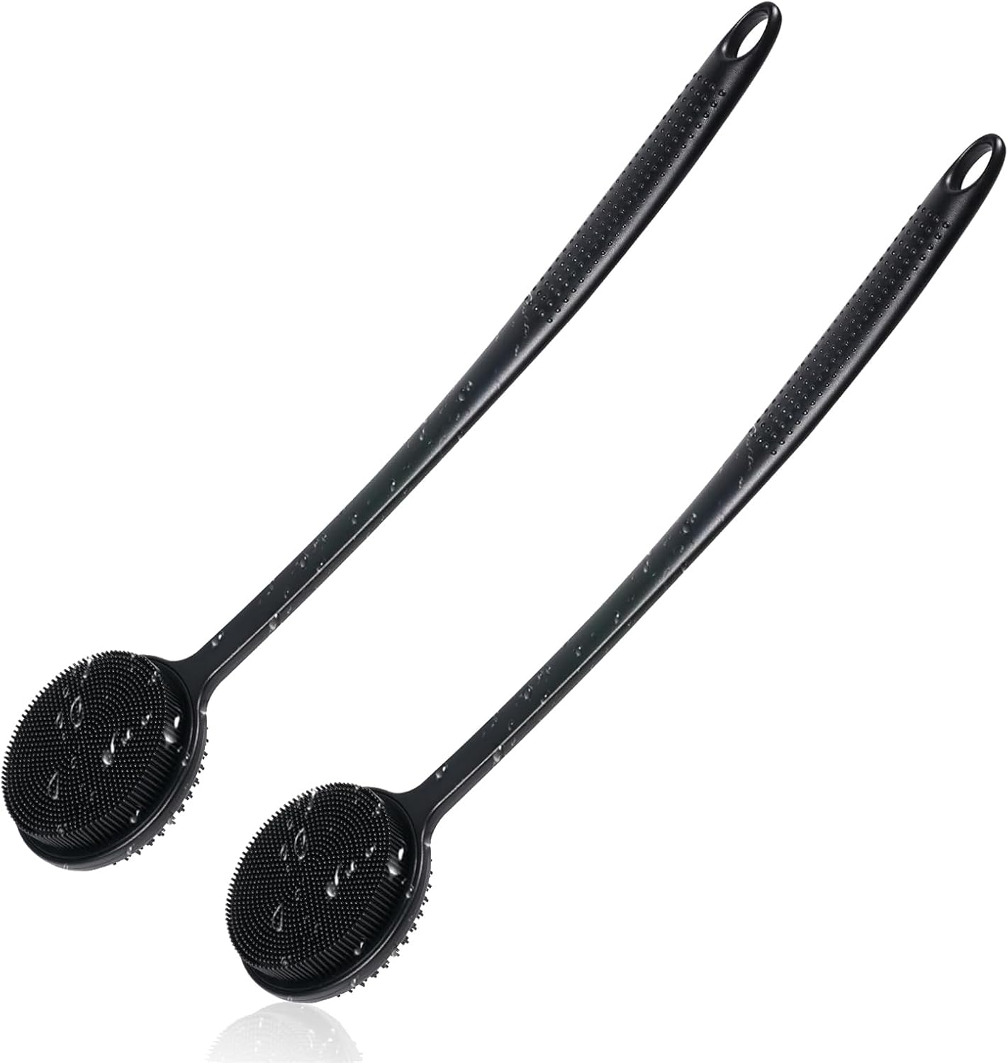 2 Pack Back Scrubber for Shower, 17in Lengthen Long Handle Body Brush, Double Sided Shower Brush for Shower Exfoliating and Massage Can Produce Rich Foam, Long Handle Back Scrubber for Men