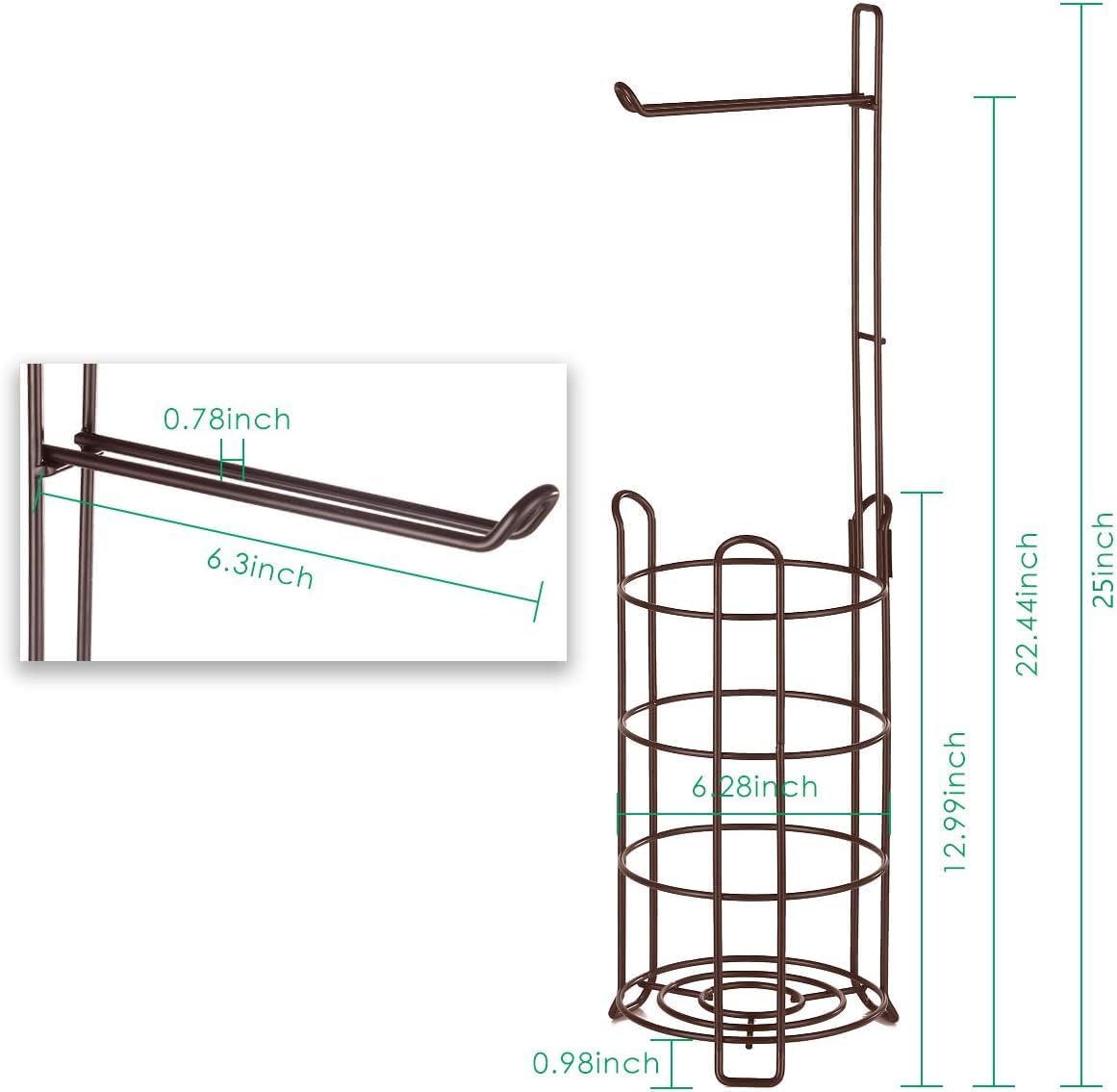 TomCare Toilet Paper Holder Toilet Paper Stand and Dispenser for 4 Mega Rolls Metal Wire Free-Standing Toilet Tissue Paper Roll Storage Shelf Bathroom Accessories Storage Organizer Bronze