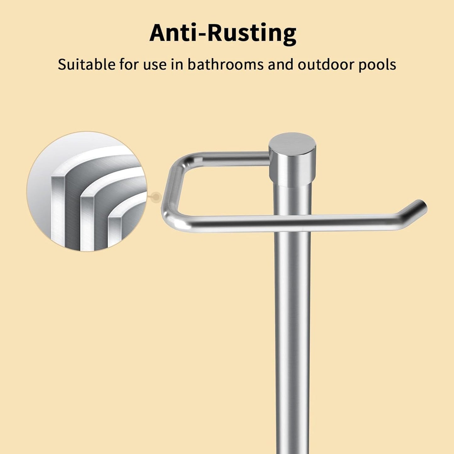 YUMORE Hand Towel Holder Stand Countertop Towel Rack Free Standing Towel Bar Hanger for Bathroom Kitchen (Brushed Nickel)
