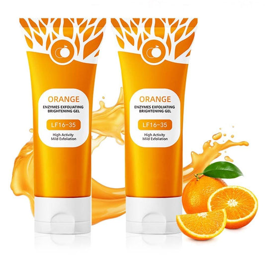 2PCS Orange Exfoliating Gel for Face & Body, 2025 Exfoliating Cleansing Gel Scrub, Orange Enzymes Exfoliatings Gels, Deep Clean Pores, Remove Blackheads & Moisturize Skin, All Types Skin