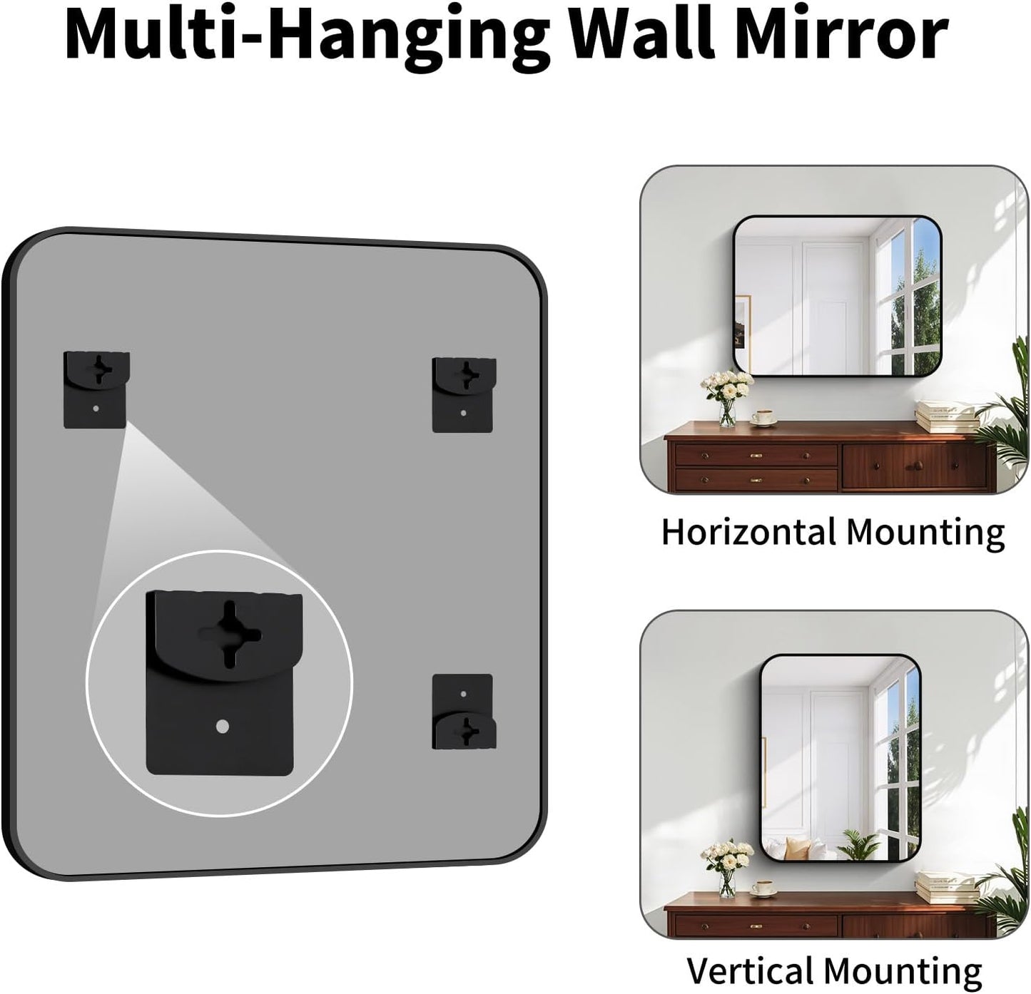 Koonmi Black Framed Bathroom Mirror - 30x22 Inch Shatterproof Tempered Glass Vanity Mirror for Bathroom Sink, Wall Mounted with Matte Aluminum Alloy Frame, No Distortion, Modern Decor