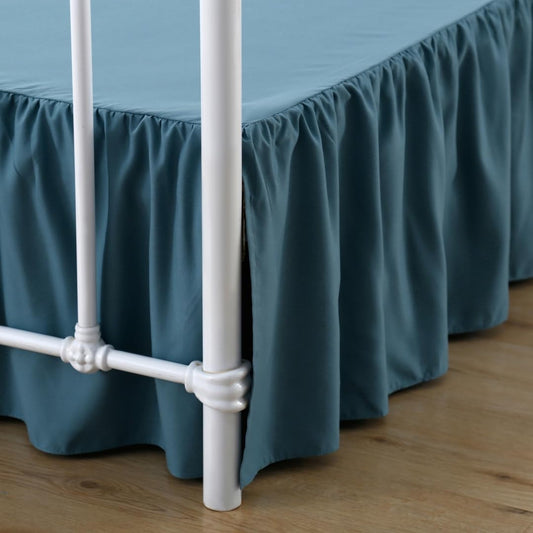 Bed Skirt King Size Ruffled Bed Skirts with Split Corners, 14 Inch Drop Dust Ruffle Bed Skirts with Platform, Teal Blue, 14'' King