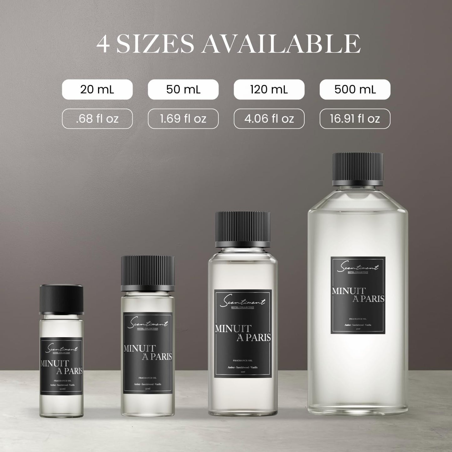 Scentiment Diffuser Oil - Minuit à Paris | Aromatherapy Home Fragrance | Inspired by Luxury Five Star Hotel Scents | Luxurious Scent with Notes of Amber, Sandalwood, Vanilla (50 mL)