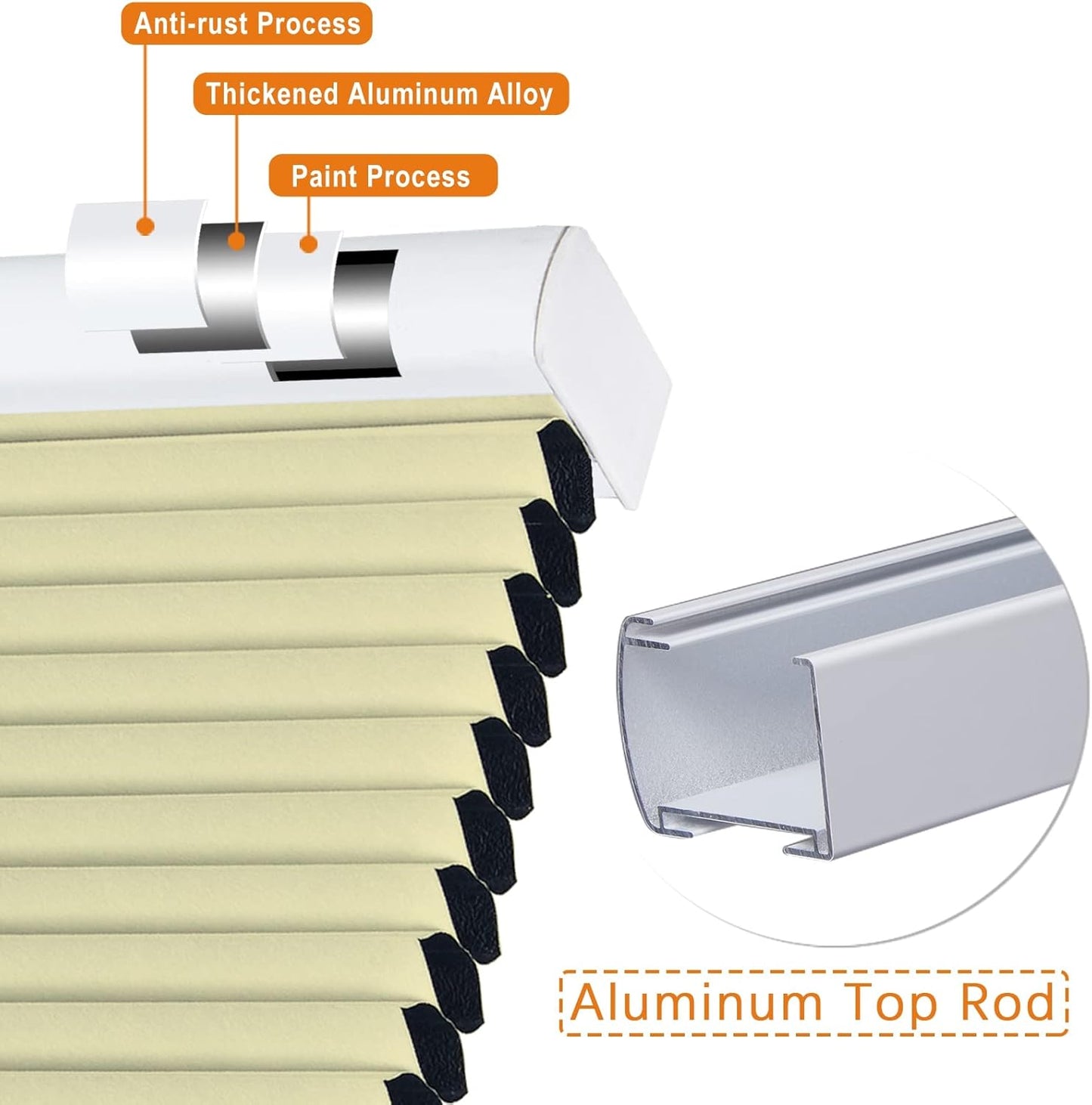 Persilux 100% Blackout Cordless Cellular Shades & Blinds Honeycomb Blinds Bottom up Thermal Insulated Window Shades for Home, Windows and Kitchen, Cream, 26" W x 54" H