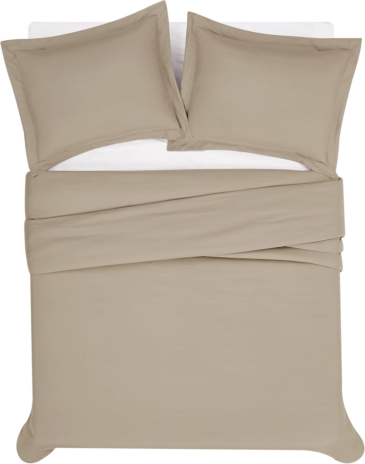 London Fog Garment Washed Solid Duvet Set Khaki Microfiber 3-Piece King Duvet Set, Solid Themed, Adult and Teen, Oeko-TEX Certified