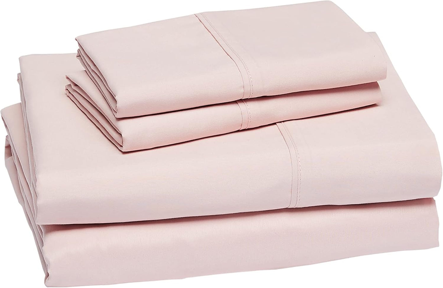 Amazon Basics Lightweight, Breathable Microfiber 4-Piece Bed Sheet Set with 14-Inch Deep Pockets, Full, Blush Pink, Solid