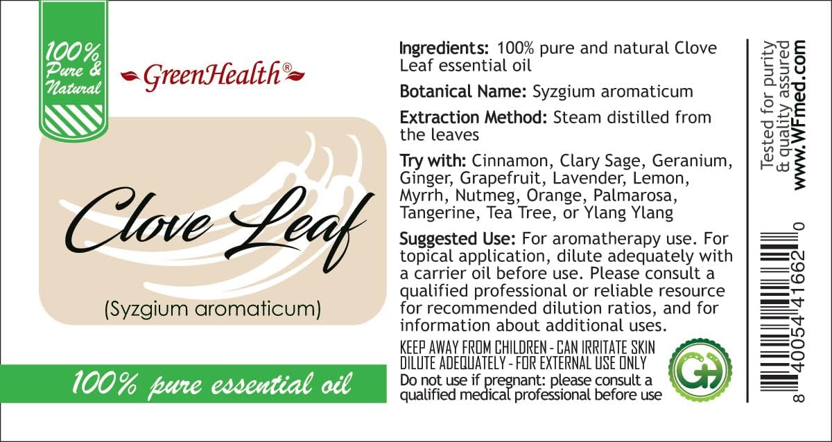 Clove Leaf Essential Oil - 1 Gallon - Plastic Jug - 100% Pure & Uncut - GreenHealth