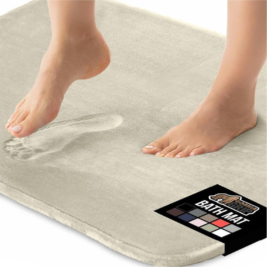 GORILLA GRIP Memory Foam Bath Rugs, Soft Absorbent Velvet Bathroom Mats, Durable Dots on Underside, Machine Washable Bathmat, Carpet Rug Room Decor for Shower Floor, 36x24 Mat, Champagne
