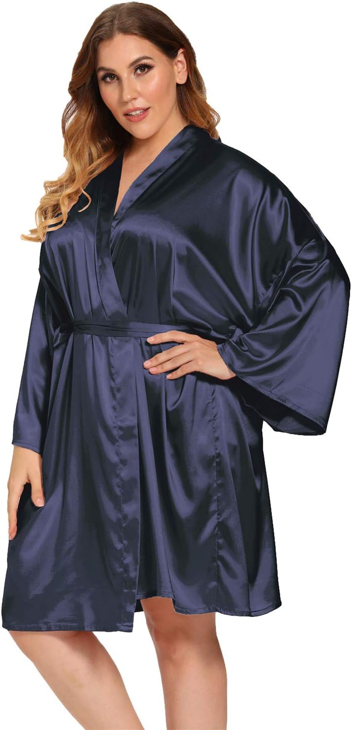 Women's Plus Size Satin Robes Plus Size Silky Kimonos Robes Sleepwear,Short