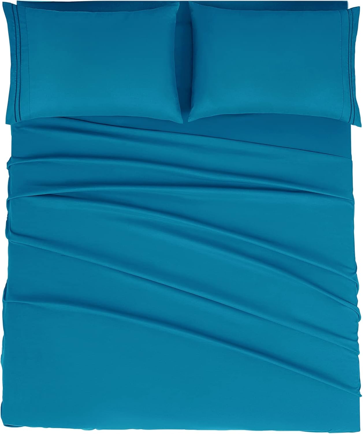 Mejoroom Bed Sheets Set - Extra Soft Luxury Full Sheets with 16 Inch Deep Pocket - Premium Bedding Collection - Breathable, Wrinkle, Fade & Stain Resistant - 4 Piece (Full, Peacock Blue)