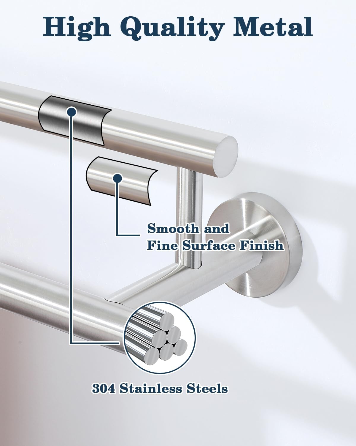 Alise Double Bath Towel Bars Towel Racks for Bathroom Lavatory,28 Inch Wall Mount Towel Holder SUS304 Stainless Steel Towel Hanger Towel Rail,GYT6902-700-LS Brushed Nickel