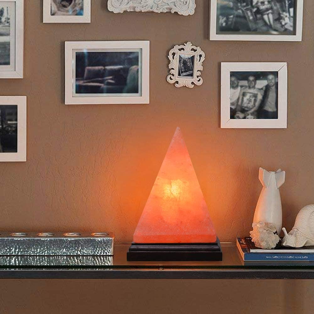 Apex Global Himalayan Pink Salt Lamp Pyramid Individually Hand Crafted, (8 inches, 7 lbs.) Amber Glow, Certified Wire with Dimmer Switch and Extra Bulb Unique Gift Idea