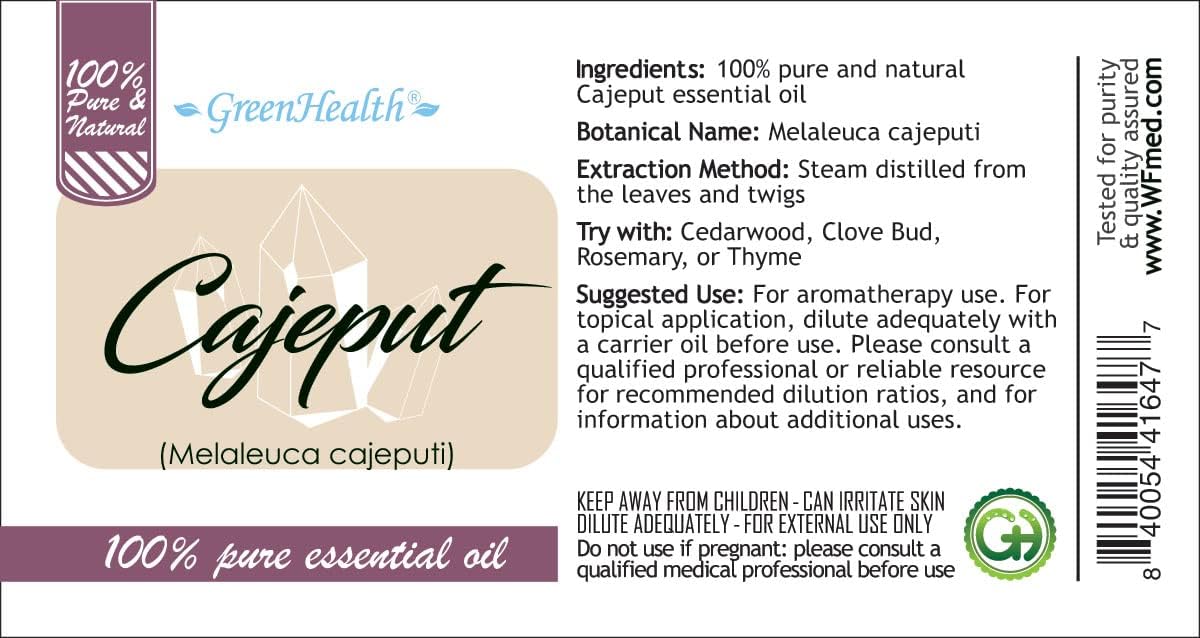 Cajeput Essential Oil - 1 Gallon - Plastic Jug - 100% Pure & Uncut - GreenHealth